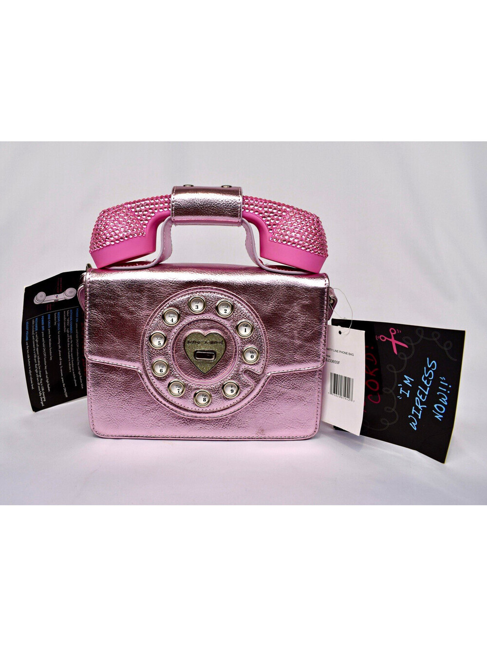 NWT *RARE* Metallic Pink Betsey Johnson Party Line Phone Crossbody